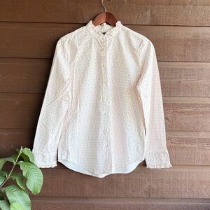 Lands' End Cream Patterned Button-Down Shirt